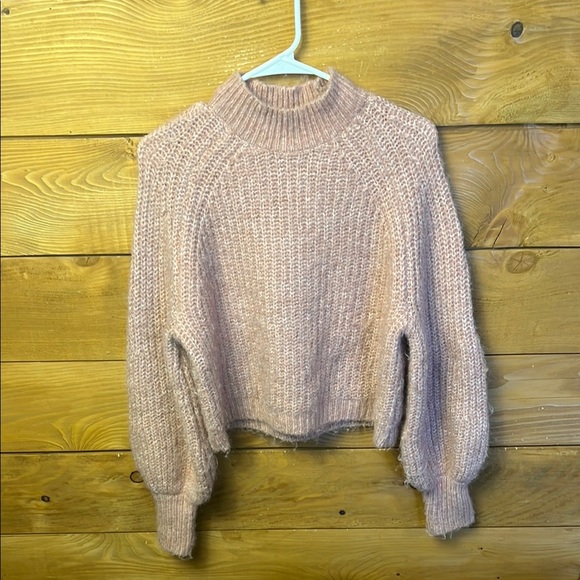 Zara Mock Neck‎ Long Sleeve Pullover Sweater S Cropped knit cowl turtleneck Soft - Picture 1 of 7